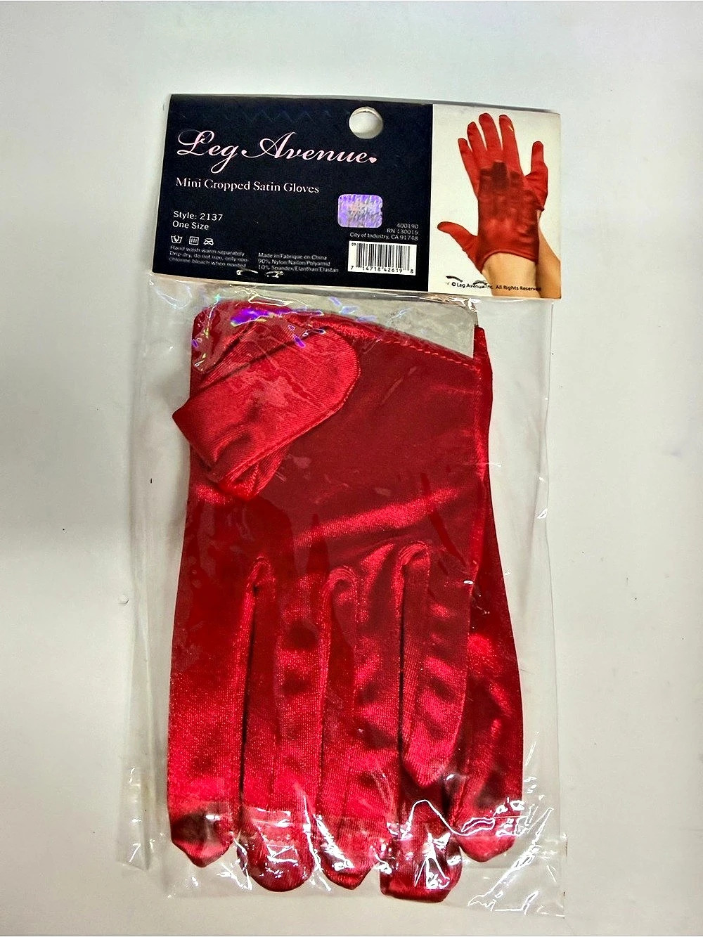 Leg Avenue Mini Cropped Satin Gloves Red